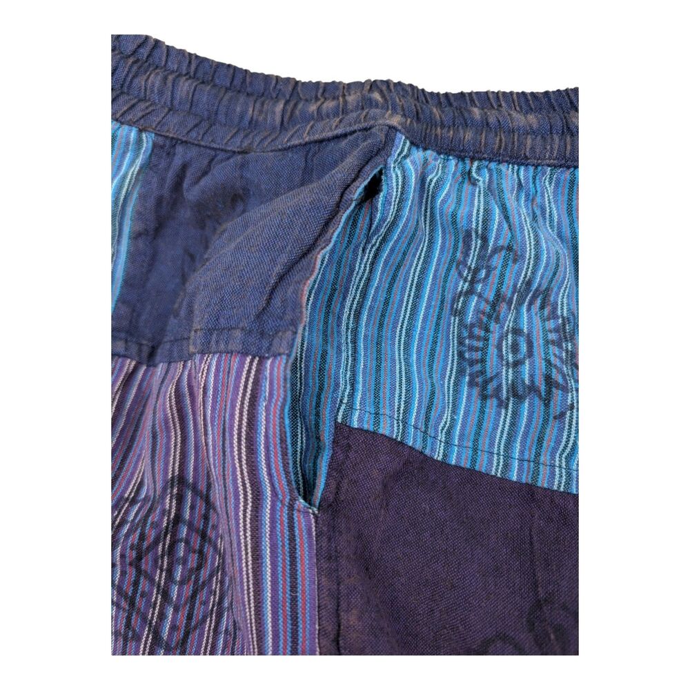 Patchwork Hippy Festival Trousers Block Printed Ethnic Boho Hippie EDM Pants L - Picture 4 of 8